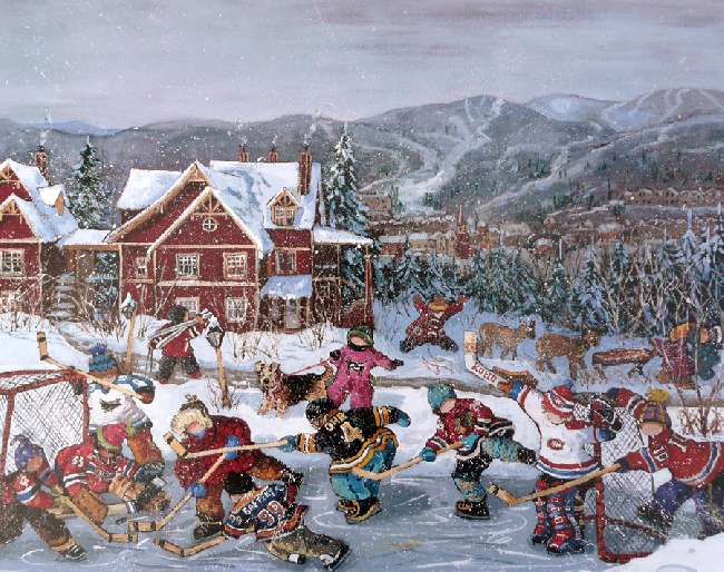 Hockey game painting - Unknown Artist Hockey game art painting